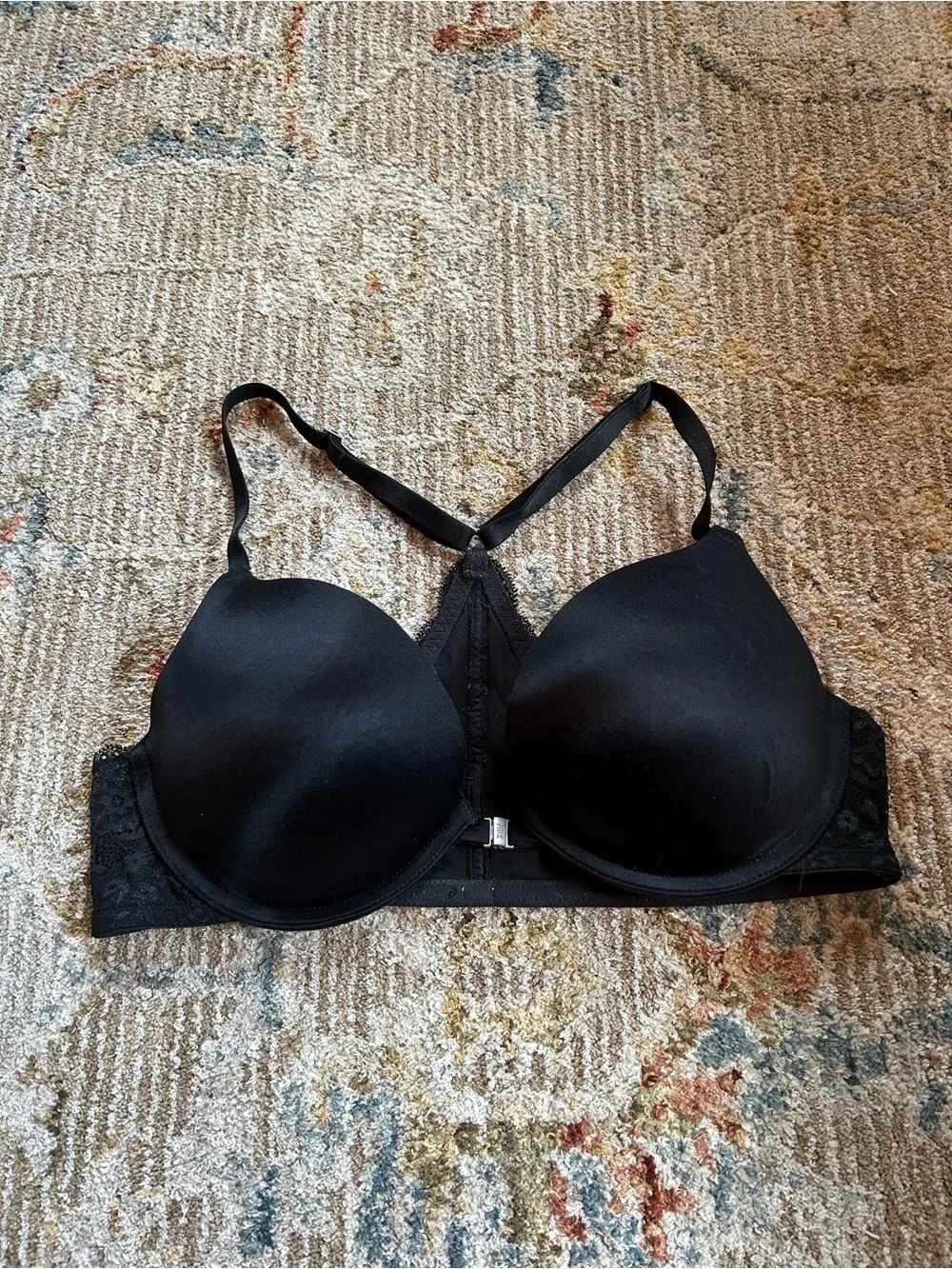 PINK Victoria's Secret Black Lace-Back Push-Up Bra